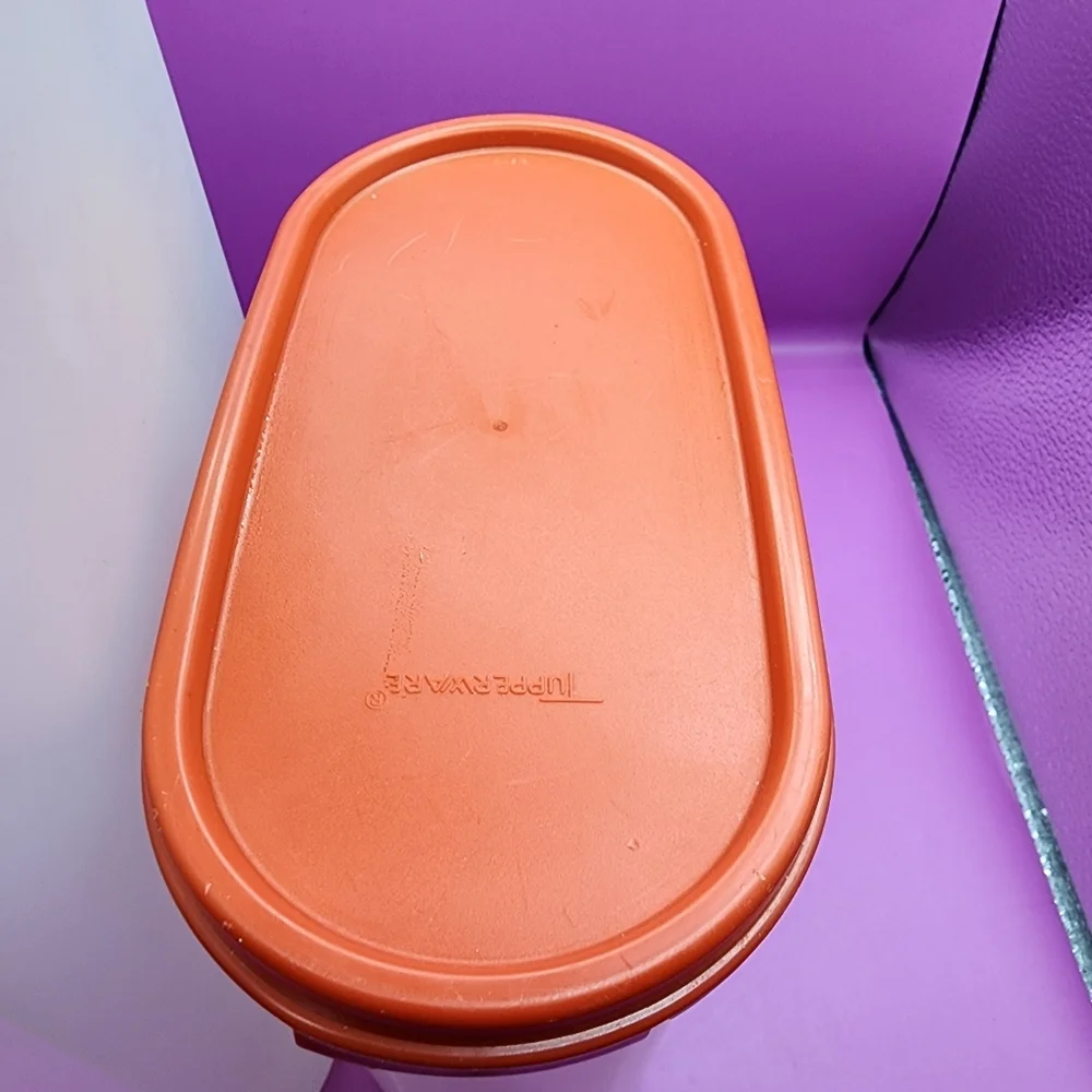 Vintage Tupperware Modular Mates Oval 12.25, 7.25 cups Orange Clear Containers